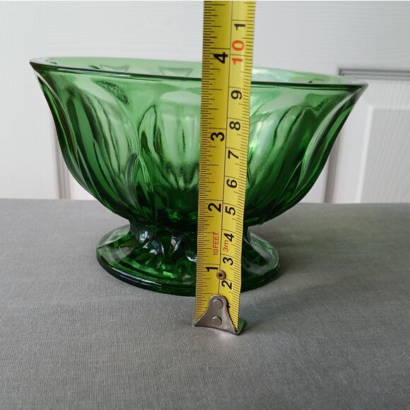Anchor Hocking Emerald Green Glass Footed Bowl 4"x6" vintage MCM - Picture 7 of 8
